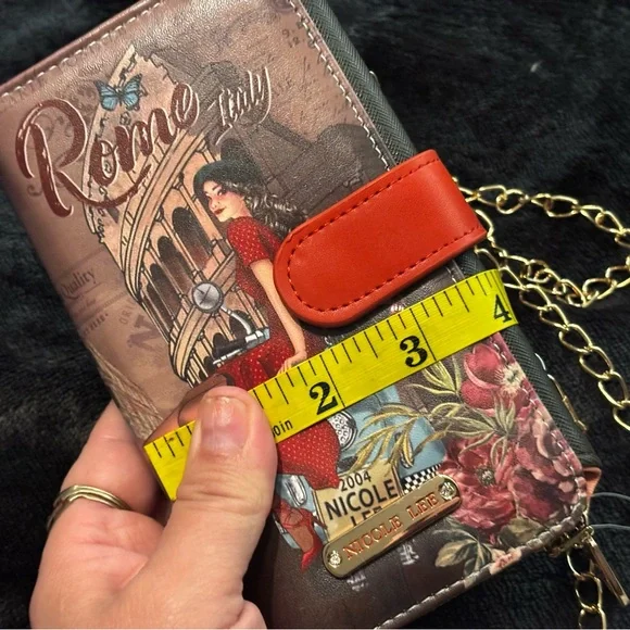 NEW🔥Nicole Lee wallet Croosbady   with chain Brown colorful ❤️🤎💙phone case - Picture 3 of 13
